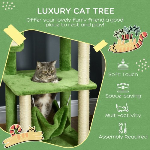 PawHut 56" Cat Tree with Hammock & Scratching Post