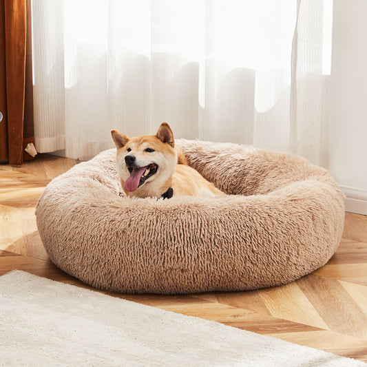 24" Anti-Slip Plush Cat Bed for Pets up to 25 lbs