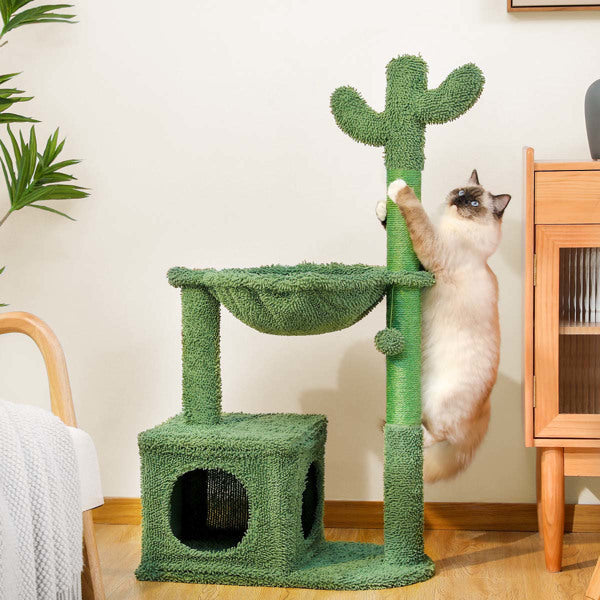 40" Cactus Cat Tree with Hammock & Scratching Post