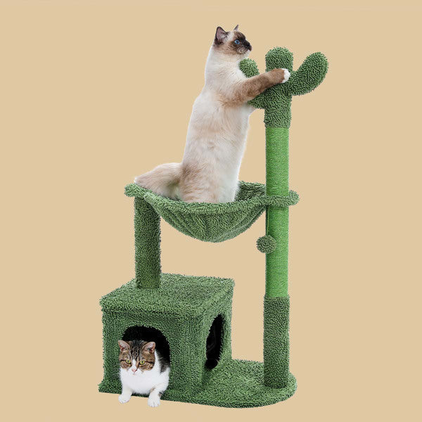 40" Cactus Cat Tree with Hammock & Scratching Post