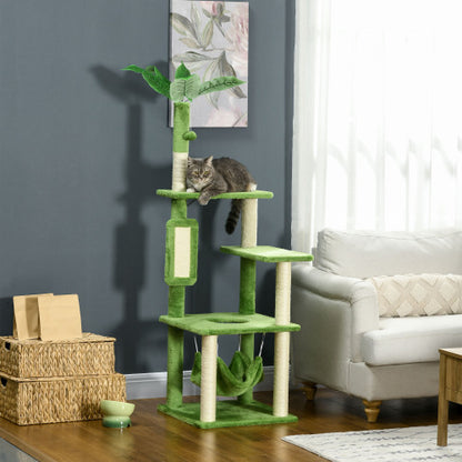 PawHut 56" Cat Tree with Hammock & Scratching Post